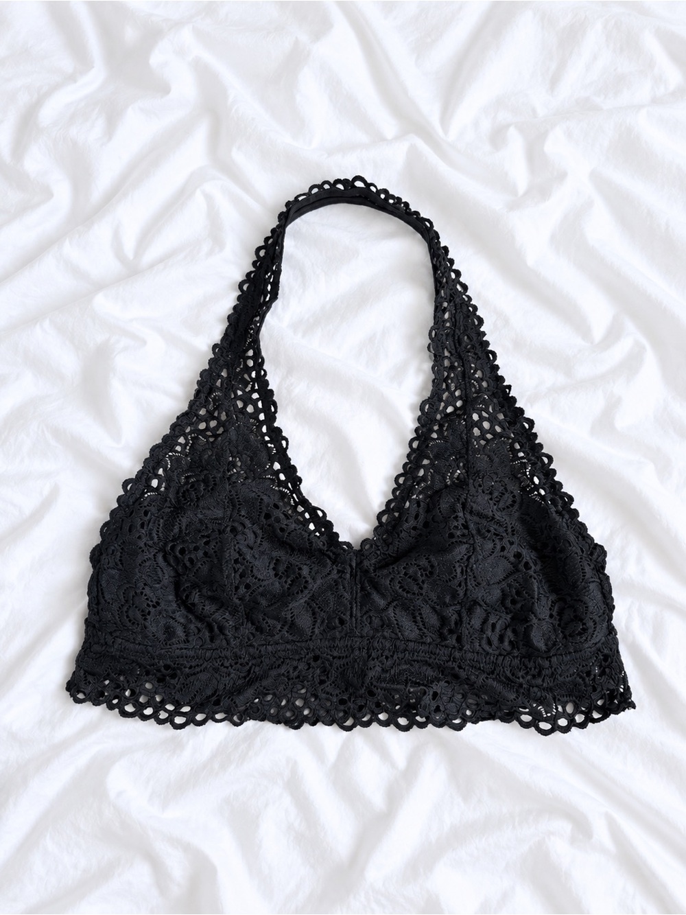 aerie Black Lace Halter Bralette